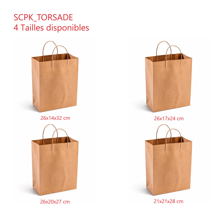 Sac Cabas Brun Poignées Torsadées toutes tailles
