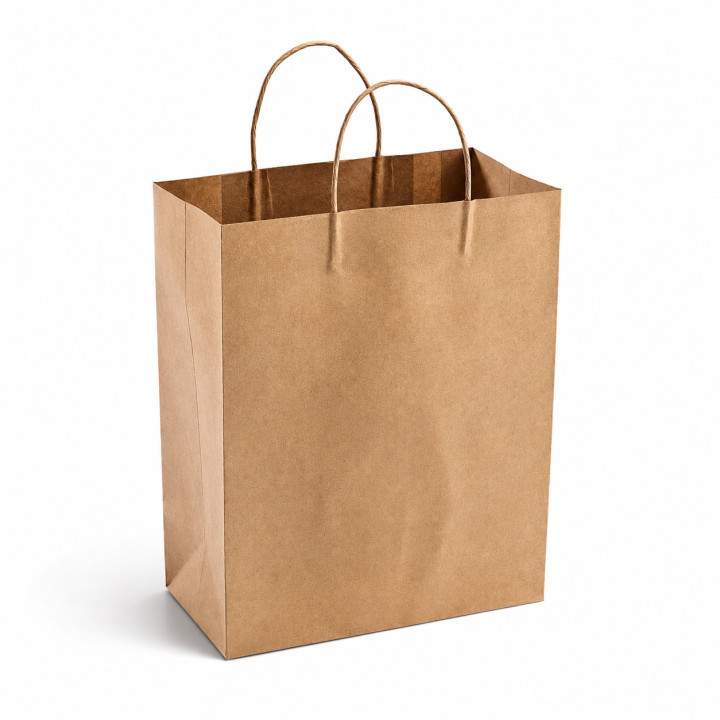 Sac Cabas Brun Poignées Torsadées