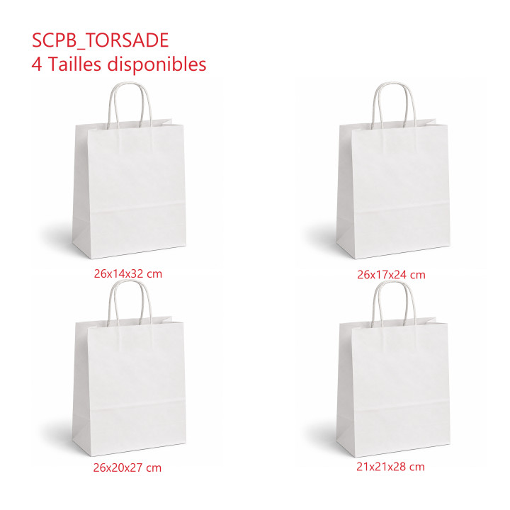 Sac Cabas Blanc à Poignées Torsadées toutes tailles