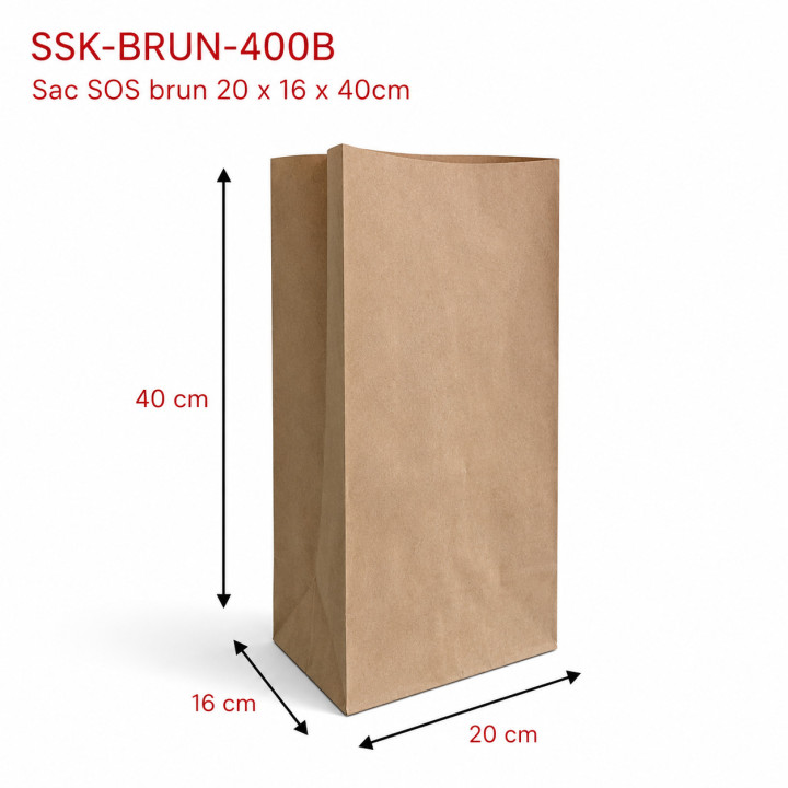 Sac Kraft brun SOS 400B dimensions