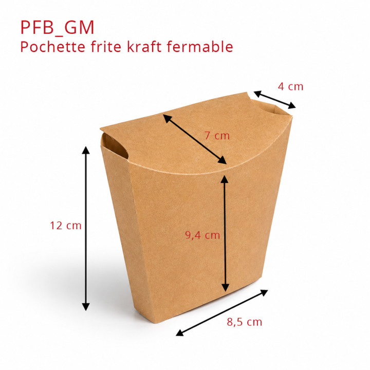 Pochette frites rabattable Kraft Dimensions