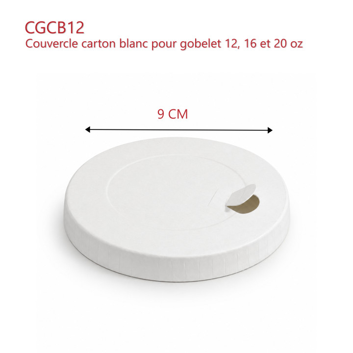 Couvercle papier 12, 16 et 20 oz dimensions