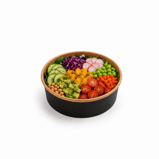 Pot kraft noir salade bol carton