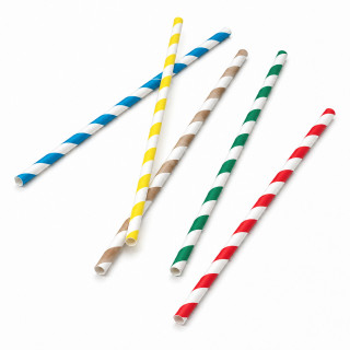 Pailles carton rétro 5 couleurs rangées