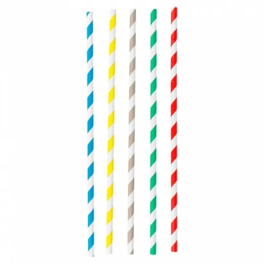 Pailles carton rétro 5 couleurs rangées