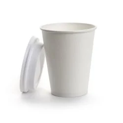 Lot de 45 tasses à café jetables en plastique blancs 19 cl