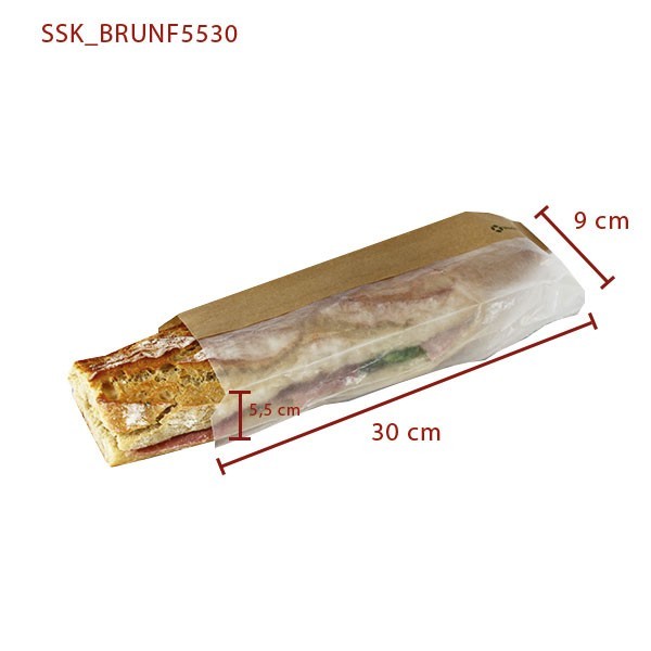Sachet kraft brun sandwich fenêtre - SML Food Plastic