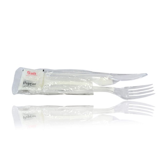 Kit Couverts Plastique 6 en 1 Cristal