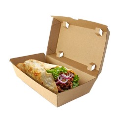 Boite pour panini ou boite pour Kebab avec Papa France COLIS DE 125  Designation Boite panini kebab carton kraft decor DIM. cm 22,5 x 12 x 7,5