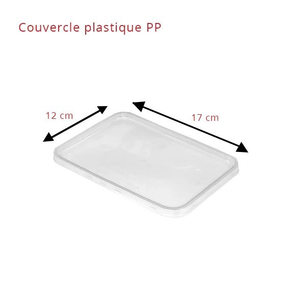 Barquette plastique et couvercle pour poulet rôti, maintien au chaud  Couleur Extérieure Translucide Matière Polypropylène (PP) Emballage Décoré  Non Taille (L x l x H) 264x200x102 (en mm) Colisage 110