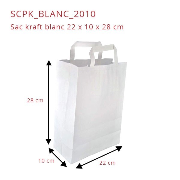 Sachet papier kraft blanc - 18x8x34 cm