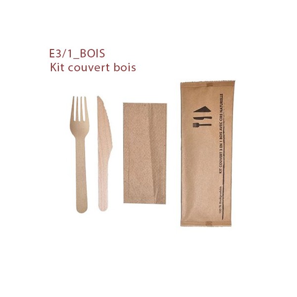 Kit Couverts 3 en 1 bois - SML Food Plastic