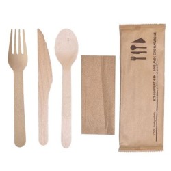 Kit Couverts 4 en 1 bois - SML Food Plastic