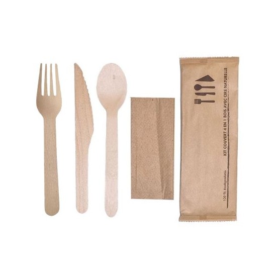 Kit Couverts Plastique 4 en 1 cristal - SML Food Plastic