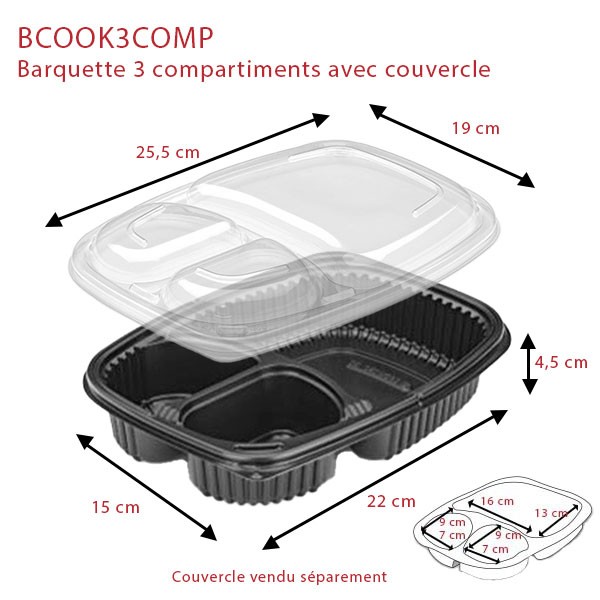 Barquette 3 compartiments Cookipack