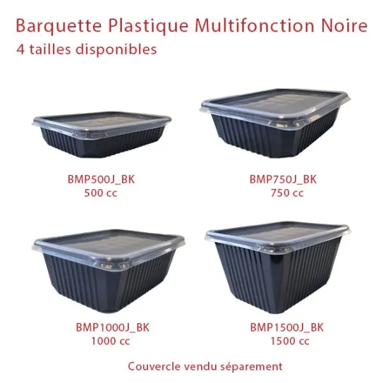 Barquette Plastique Multifonction Noire tailles
