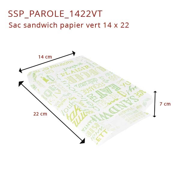 Sac Sandwich Papier Ecritures Vertes - SML Food Plastic