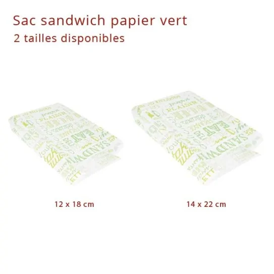 Sac Sandwich Papier Vert 2 tailles