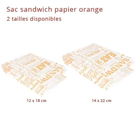 Sac Sandwich Papier Orange (2 tailles)