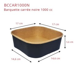 miniature Barquette alimentaire carton carrée kraft et noir