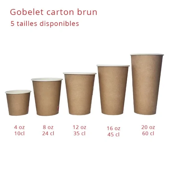 Gobelet carton brun tailles