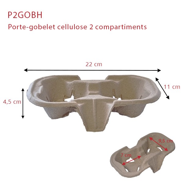 Porte gobelet cellulose 2 compartiments - SML Food Plastic