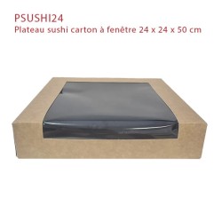 Boites alimentaires à emporter, carton pure 8 cm x 35,7 cm x 24,7 cm  marron 100% Fair avec fenêtre transparente en PLA