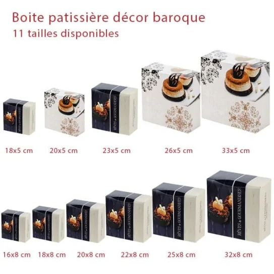 boites pâtissières tailles