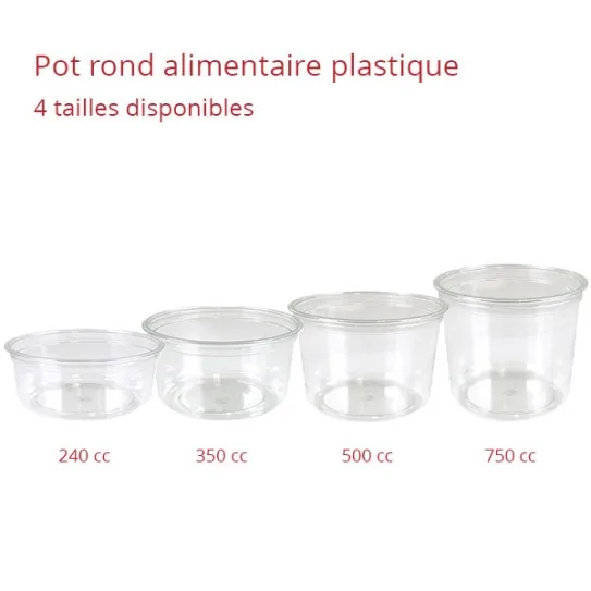 Pot rond plastique alimentaire tailles