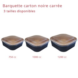 miniature Barquette alimentaire carton carrée kraft et noir