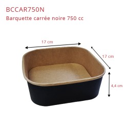 miniature Barquette alimentaire carton carrée kraft et noir