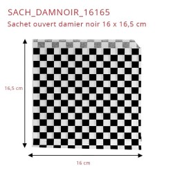 miniature Sachet papier ouvert damier noir