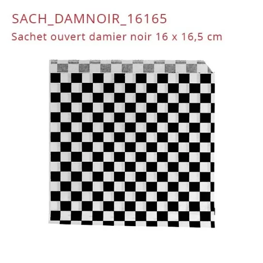 Sachet papier ouvert damier noir SACH_DAMNOIR_16165