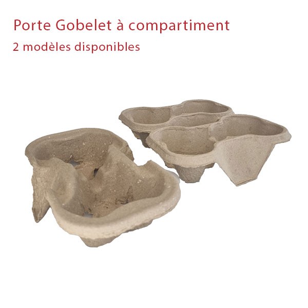 Plateau porte gobelet en cellulose moulée pour 2 gobelets