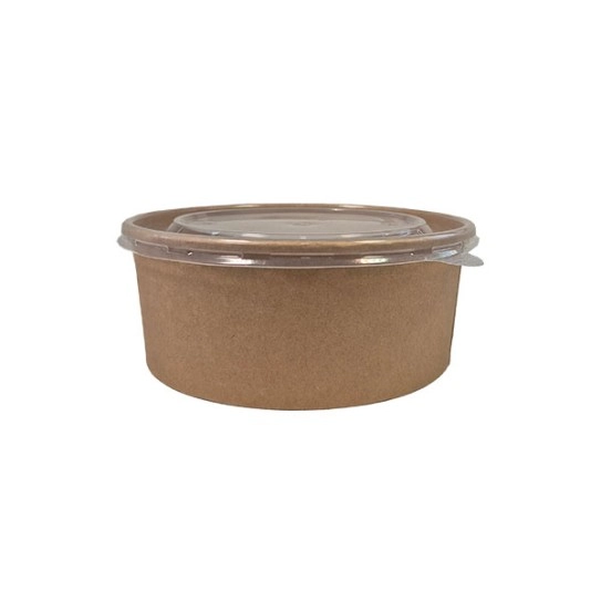 Saladier carton kraft jetable d166 couvercle PP