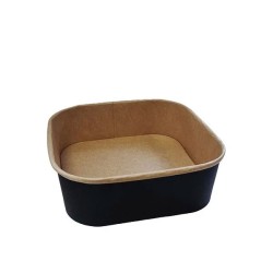 miniature Barquette alimentaire carton carrée kraft et noir