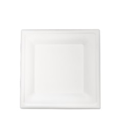 miniature Assiette Pulpe Blanche Écologique Carrée