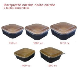 miniature Barquette alimentaire carton carrée kraft et noir
