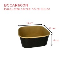 miniature Barquette alimentaire carton carrée kraft et noir