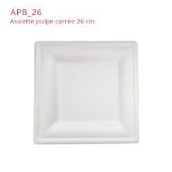 miniature Assiette Pulpe Blanche Écologique Carrée