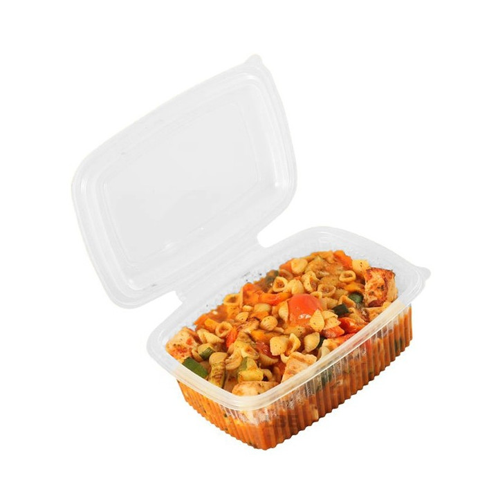 Barquette plastique micro-ondable à charnière vu de haut