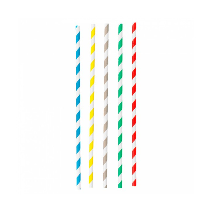 Pailles carton rétro 5 couleurs rangées