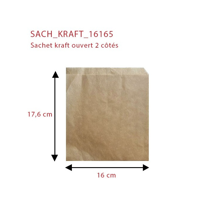 Sachet kraft ouvert 2 côtés SACH_KRAFT_16165 dimensions