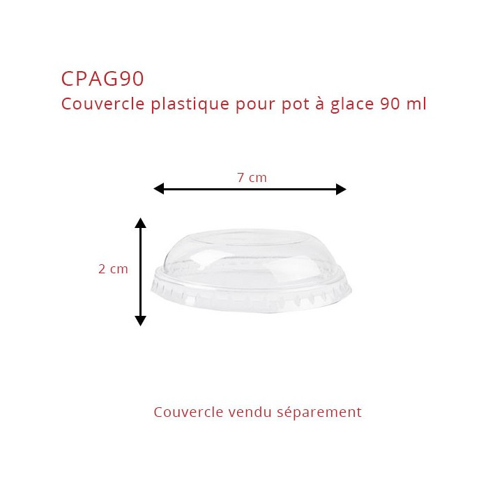 Couvercle pot à glace DÔME PET pour 90 ml