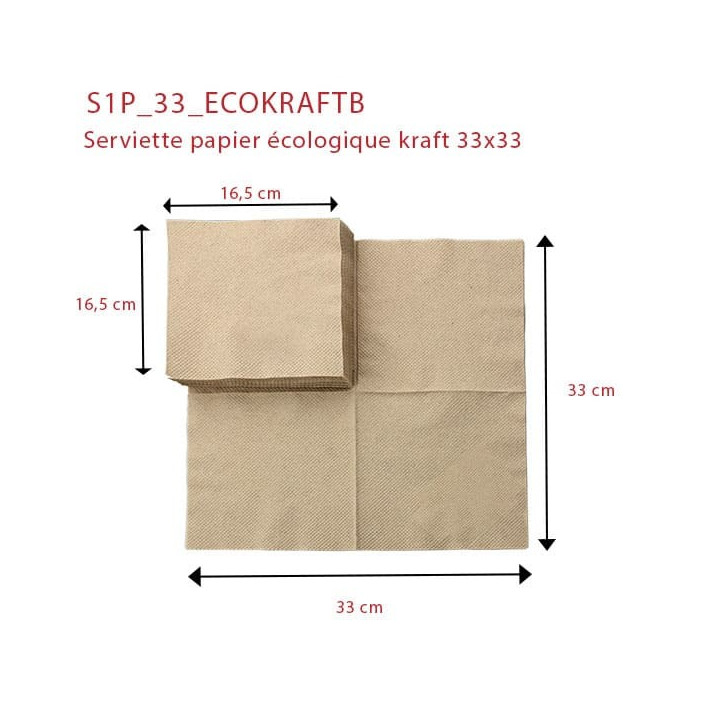 serviette en papier kraft 1 pli 33x33 cm