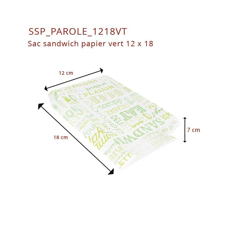 Sac Sandwich Papier Vert SSP_PAROLE_1218VT