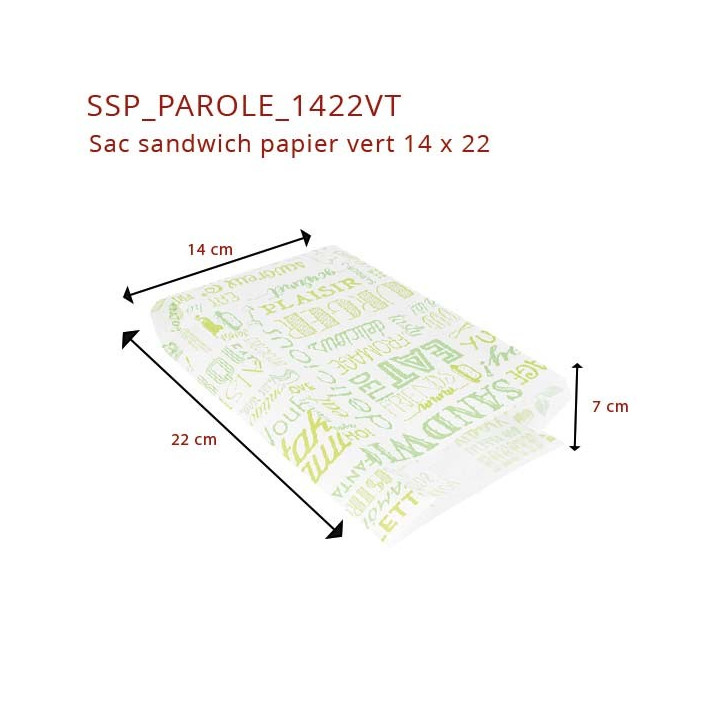 Sac Sandwich Papier Vert SSP_PAROLE_1422VT