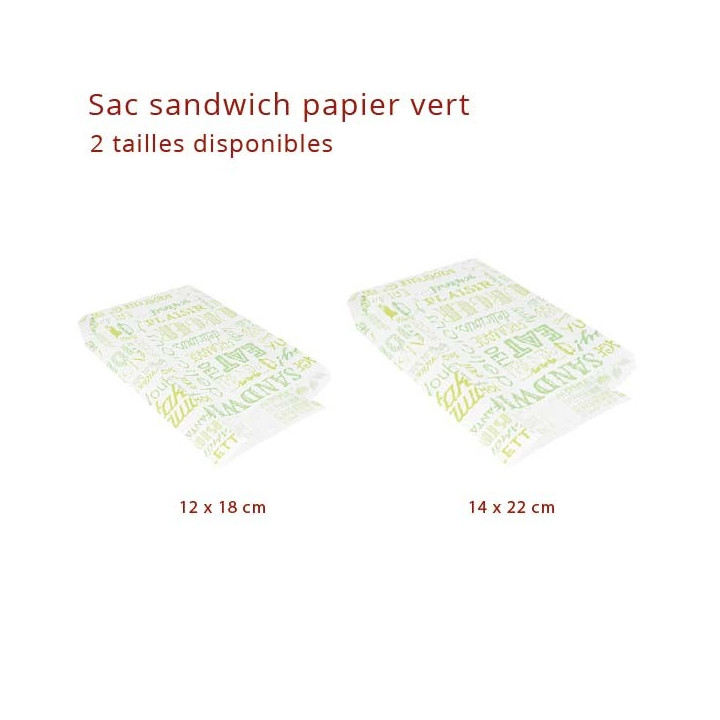 Sac Sandwich Papier Vert 2 tailles