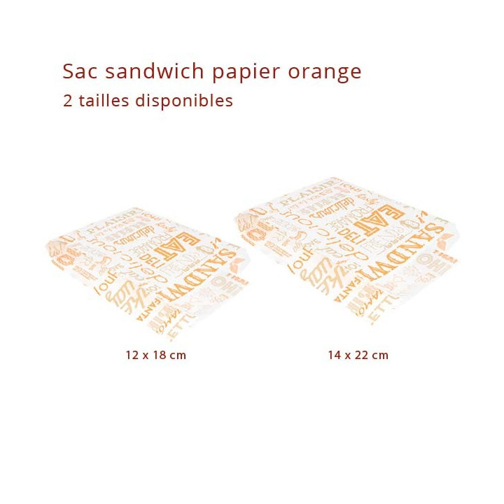 Sac Sandwich Papier Orange (2 tailles)
