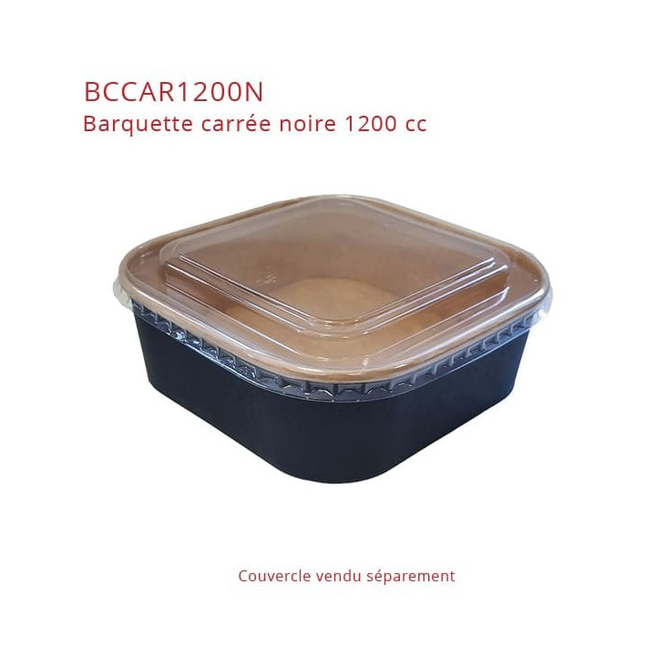 Barquette carton carrée noire BCCAR1200N